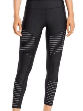 Alo Yoga Moto Leggings XS Black High Waist Reflective Striped Athletic Pants